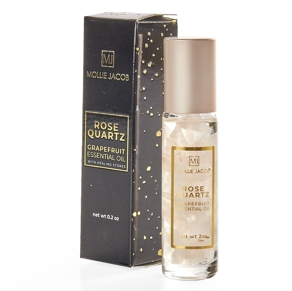 Mollie Jacob Rose Quartz Grapefruit Essential Oil with Healing Stones
